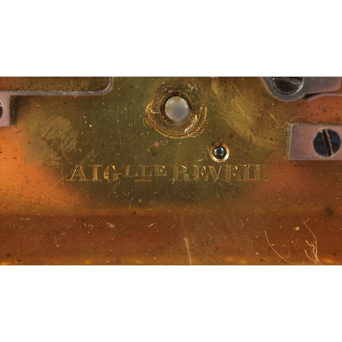 20 - A 19th century French gilt brass Aiguilles repeater carriage clock, the white enamelled dial with bl... 