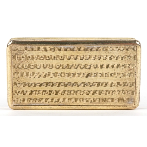 3591 - A 19th century Dutch silver gilt snuff box with engraved decoration, bearing marks to the interior, ... 