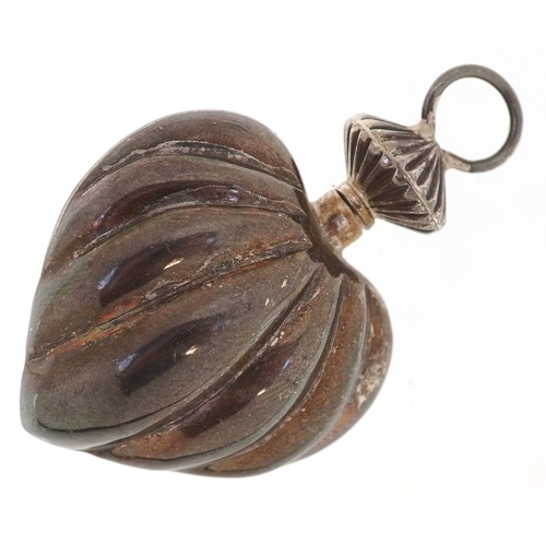 3687 - A sterling silver love heart scent bottle, 5.2cm high, 13.5g.