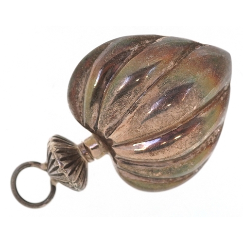 3687 - A sterling silver love heart scent bottle, 5.2cm high, 13.5g.