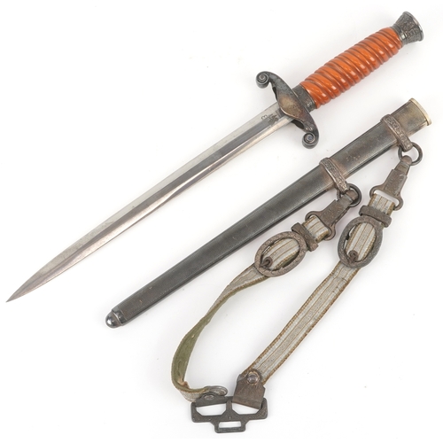 2844 - A German military interest dagger with scabbard and hanger, engraved Eikhorn Solingen to the blade, ... 