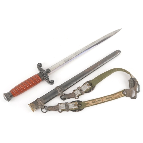 2844 - A German military interest dagger with scabbard and hanger, engraved Eikhorn Solingen to the blade, ... 
