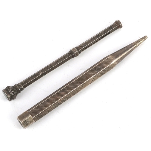 68 - A Yard-O-Led Lady Yard-O-Lette engine turned silver propelling pencil together with a white metal ex... 