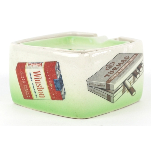 1839 - Scar, a set of Italian pottery smoking advertising ashtrays with stand, 4.5cm high x 8cm wide.