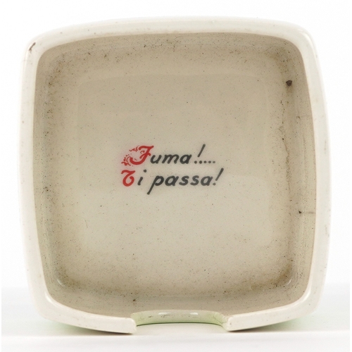 1839 - Scar, a set of Italian pottery smoking advertising ashtrays with stand, 4.5cm high x 8cm wide.