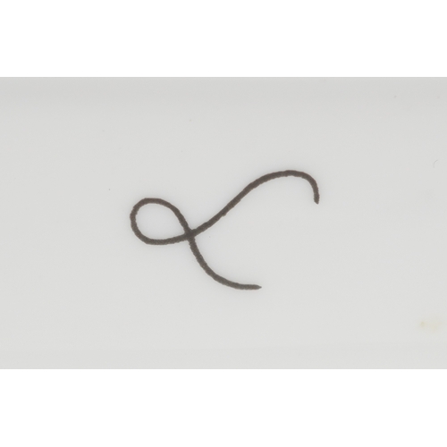 1677 - A hand painted Limoges style porcelain trinket housing three miniature glass scent bottles, 6cm wide... 