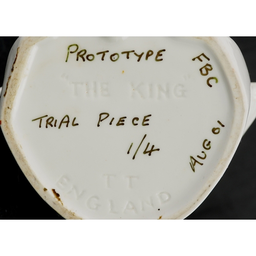 625 - A prototype Elvis Presley teapot - The King, inscribed Trial piece 1/4 FBC Aug 01, 22cm high.