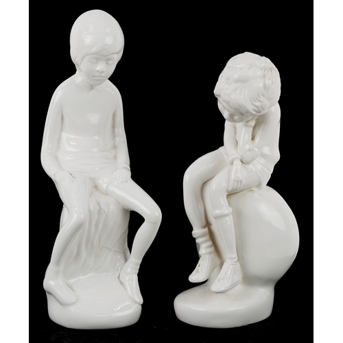 664 - Pauline Shone for Spode, two porcelain figures of young boys - James and Simon, the largest 21cm hig... 