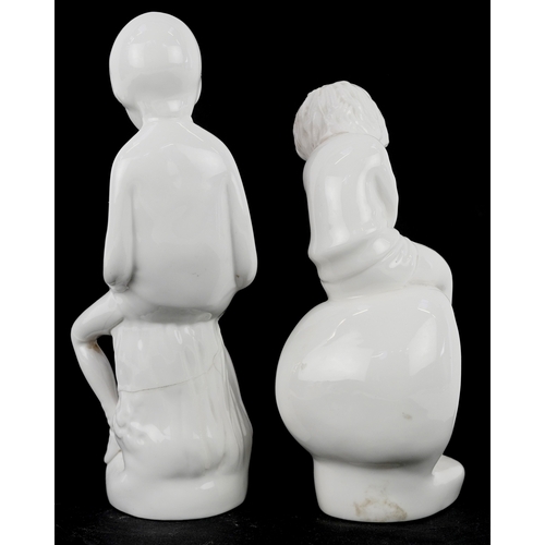 664 - Pauline Shone for Spode, two porcelain figures of young boys - James and Simon, the largest 21cm hig... 