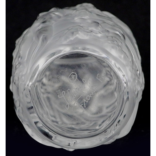 6 - A Lalique frosted glass Femme Fleurs vase etched Lalique France to the base, 10cm high.