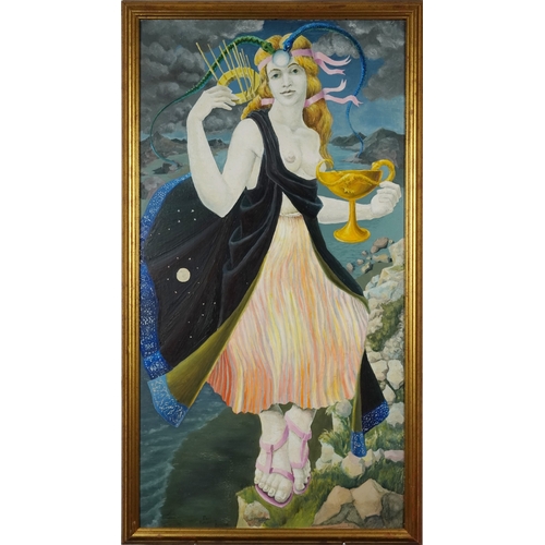 2315 - Paul Benedict Brand - The White Goddess, late 20th century British school oil on board, signed, with... 