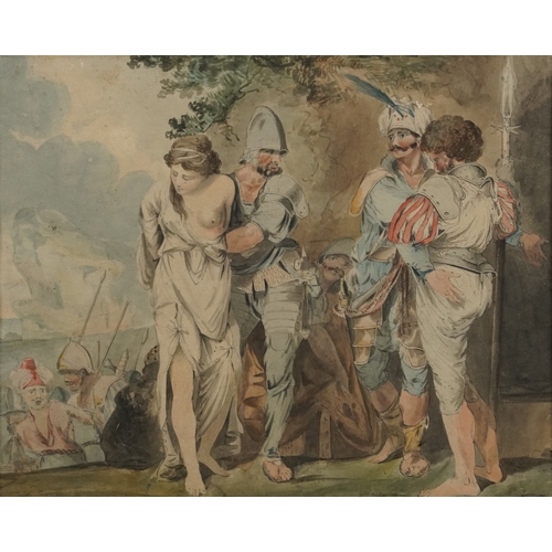 2506 - Robert Blyth - Banditti Returning, an 18th century hand coloured etching, signed Corbould, after the... 