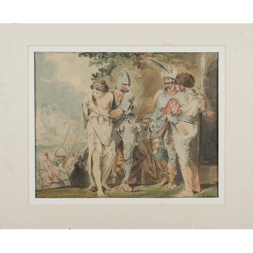 2506 - Robert Blyth - Banditti Returning, an 18th century hand coloured etching, signed Corbould, after the... 