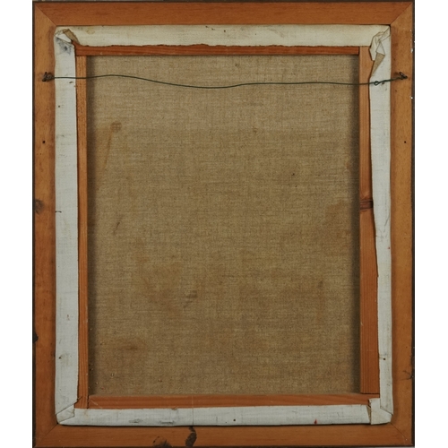 2507 - After Etienne Bellan - Town Buildings, 20th century French school oil on canvas, signed, framed, 44c... 