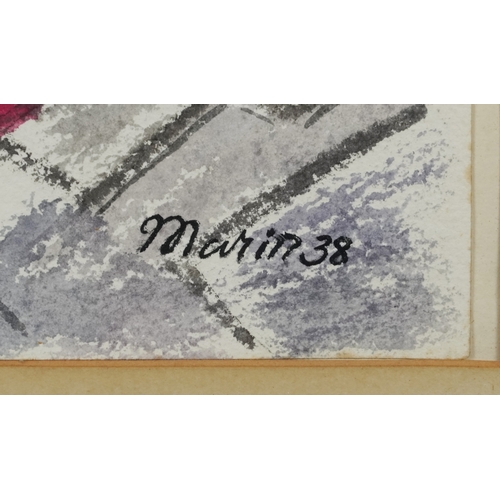 2417 - After Martin Benka - Surrealist landscape, mid 20th century continental school pastels on paper, sig... 