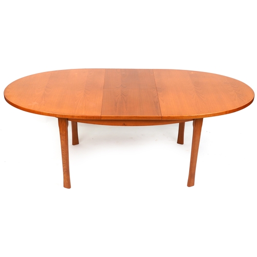2097 - A mid 20th century teak oval extending dining table, 74cm H x 162cm W x 100cm D together with a matc... 
