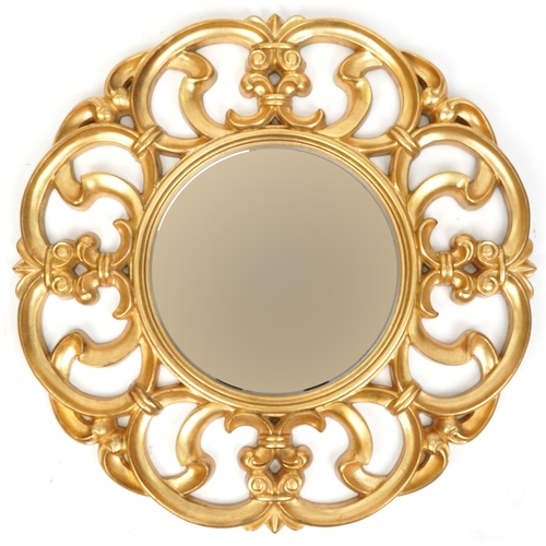 2161 - A modern gilt framed circular wall mirror, 98cm in diameter.