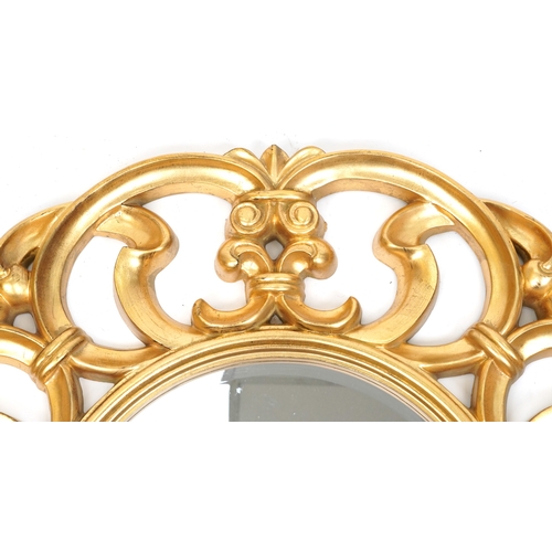 2161 - A modern gilt framed circular wall mirror, 98cm in diameter.