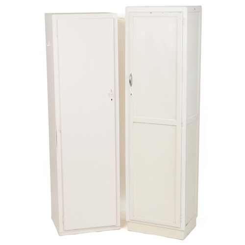 2099 - Two white painted free standing kitchen cabinets, the largest 165cm H x 46cm W x 30cm D.