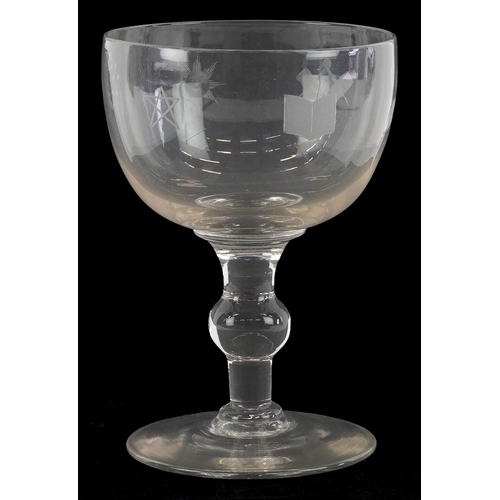 48 - A 19th century masonic goblet having etched symbols, 17cm high.