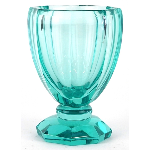 161 - An Art Deco Moser blue glass centrepiece vase, 20cm high