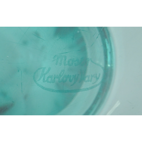 161 - An Art Deco Moser blue glass centrepiece vase, 20cm high