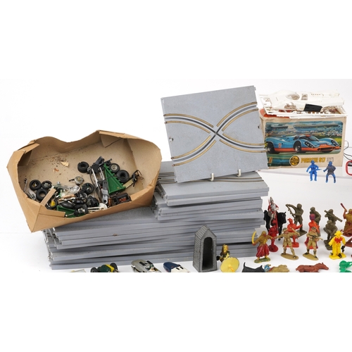 766 - A collection of vintage Airfix model racing cars, track and accessories, together with other vintage... 
