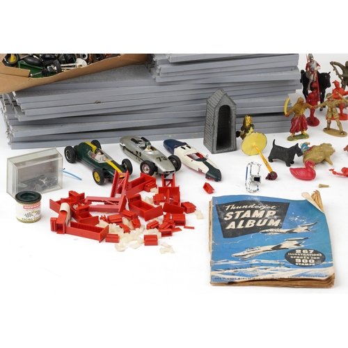 766 - A collection of vintage Airfix model racing cars, track and accessories, together with other vintage... 