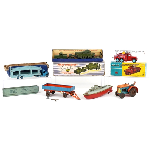 751 - Vintage toys including Dinky Supertoys Tank Transporter with Tank 698, Corgi Major Chipperfield's Ci... 