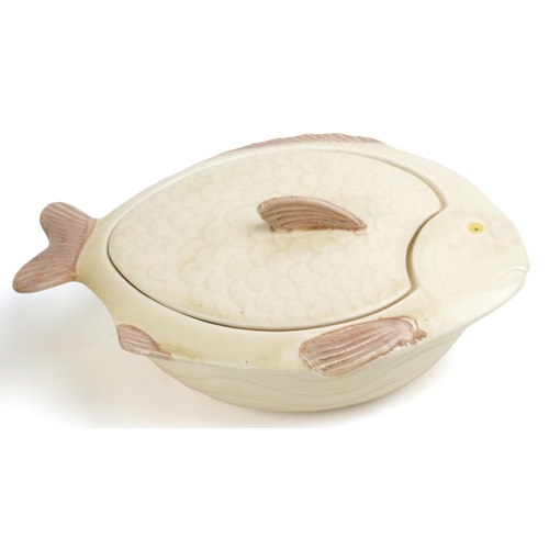 648 - 20th century pottery including a Royal Copenhagen bear cub, a Majolica picture and a Shorter & Sons ... 