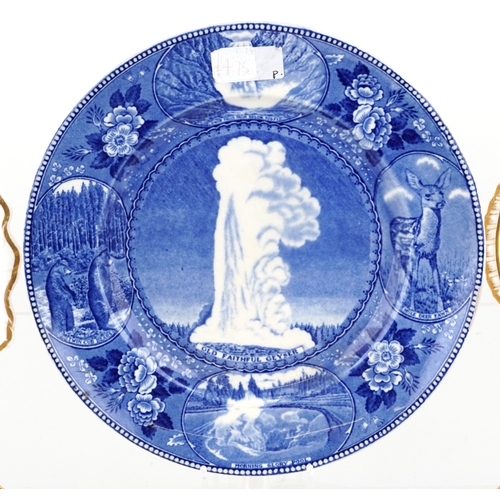 427 - 19th century English porcelain plates and dishes with hand painted floral decoration and a blue and ... 