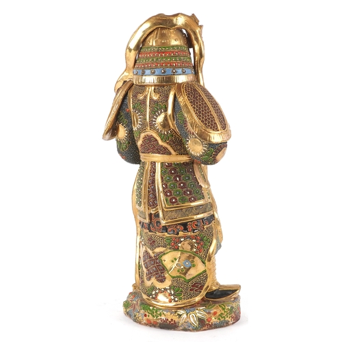 201 - A Japanese Satsuma pottery study of a Samurai warrior, 32cm high.