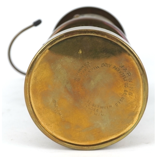 1477 - A vintage Aberaman Colliery brass miner's lamp numbered 166196, 21cm high.