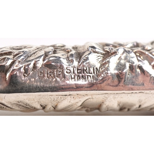 3652 - A pair of GHF sterling silver handled salad servers together with a Crisford & Norris silver handled... 