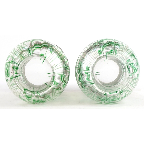 219 - William Hutton & Sons, a pair of Art Nouveau glass vases with silver collars, Birmingham 1903, each ... 