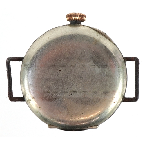 2754 - A British military World War I trench watch having enamelled dial with Arabic numerals, 33mm in diam... 