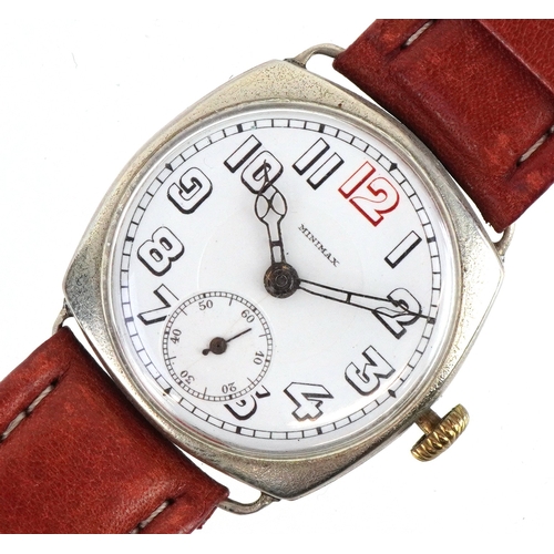 2755 - A British military World War II trench watch having enamelled dial with Arabic numerals, the dial 29... 