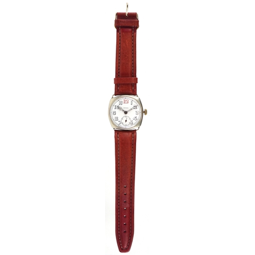 2755 - A British military World War II trench watch having enamelled dial with Arabic numerals, the dial 29... 