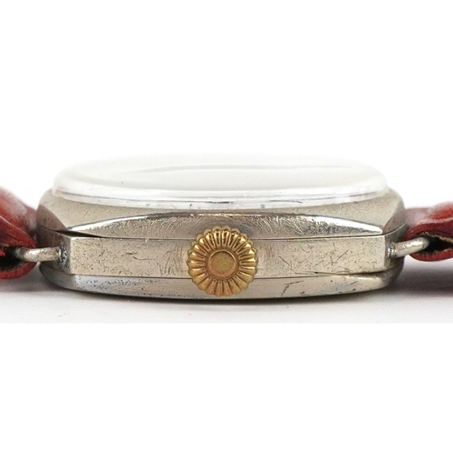 2755 - A British military World War II trench watch having enamelled dial with Arabic numerals, the dial 29... 