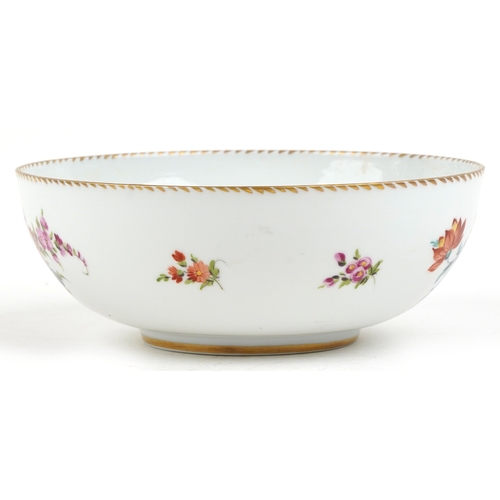 33 - A Dresden porcelain fruit bowl hand painted with flowers, 24cm in diameter.