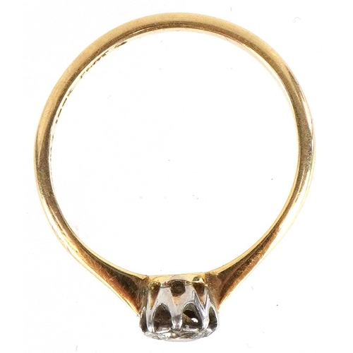 3248 - An 18ct gold and platinum diamond solitaire ring, the diamond approximately 3.10mm in diameter, size... 