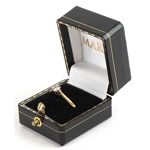 3291 - An 18ct gold diamond solitaire ring, the diamond approximately 3.80mm in diameter, size P (Broken), ... 