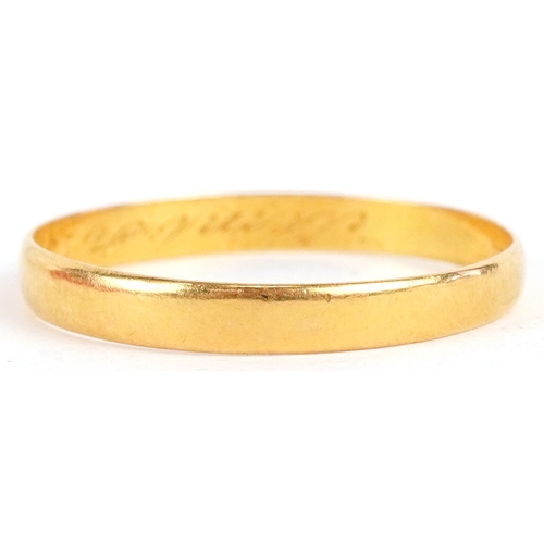 3049 - An Elizabeth II 22ct gold wedding band, London 1953, size X, 2.0g.