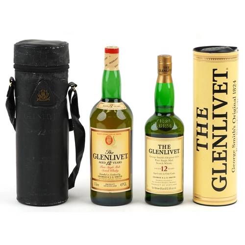1007 - Two bottles of 12 Year Glenlivet Pure Single Malt Scotch whisky.