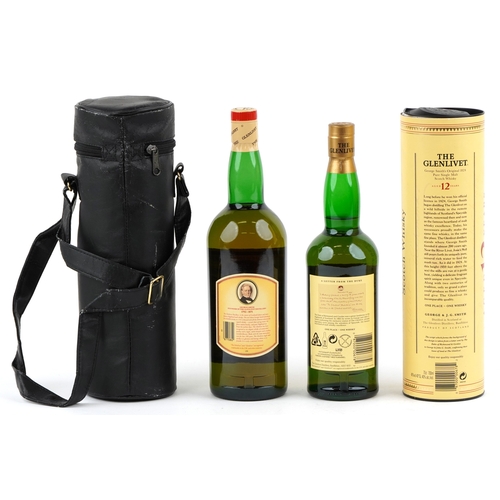 1007 - Two bottles of 12 Year Glenlivet Pure Single Malt Scotch whisky.