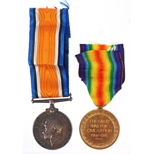 2664 - A British military World War I medal pair awarded to 54956 PTE.W.W.MILLS.DURH.L.I.