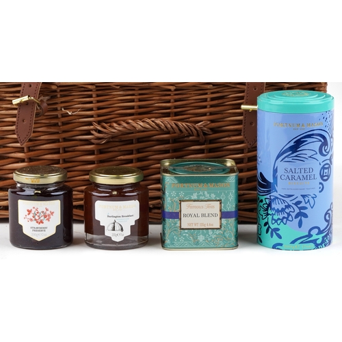 1757 - A vintage Fortnum & Mason picnic hamper with contents including musical Piccadilly Biscuit Selection... 