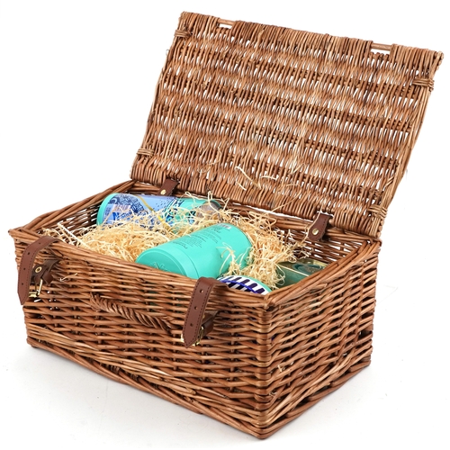 1757 - A vintage Fortnum & Mason picnic hamper with contents including musical Piccadilly Biscuit Selection... 