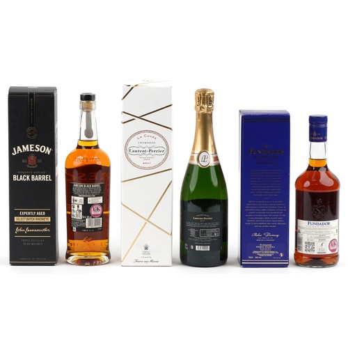 1008 - Three bottles of alcohol comprising Jamieson Black Barrel Irish whisky, Fundador Sherry Cask fine br... 