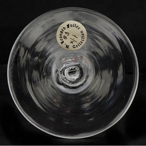 39 - An 18th century Jacobite wine glass with twist stem and an etched rose, 16cm high, former Leonard Fu... 